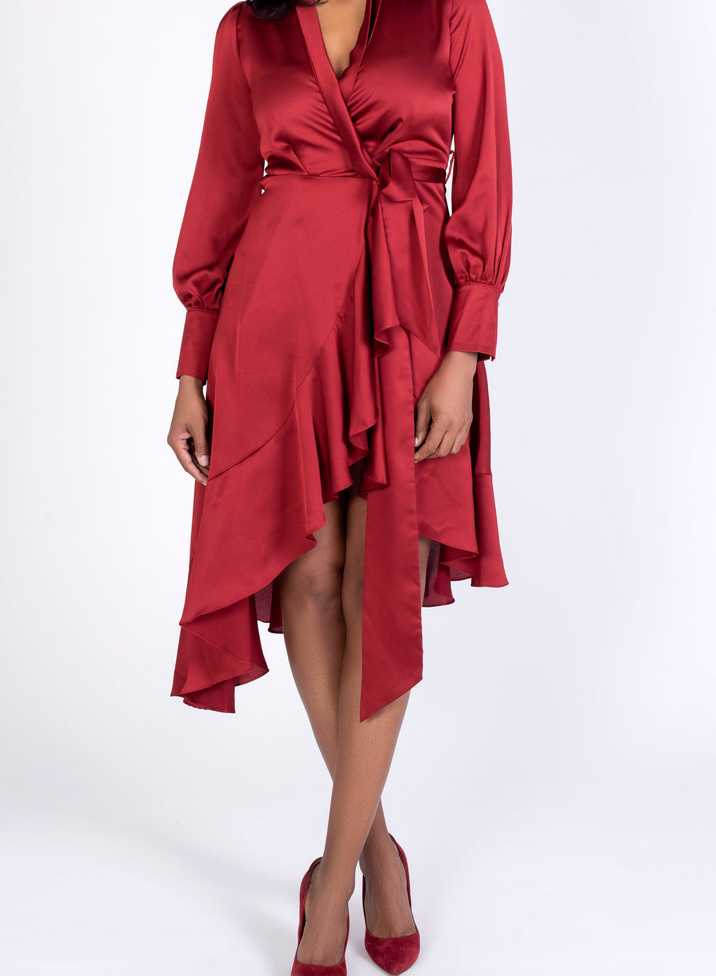 Burgundy Ruffle Twirl Dress