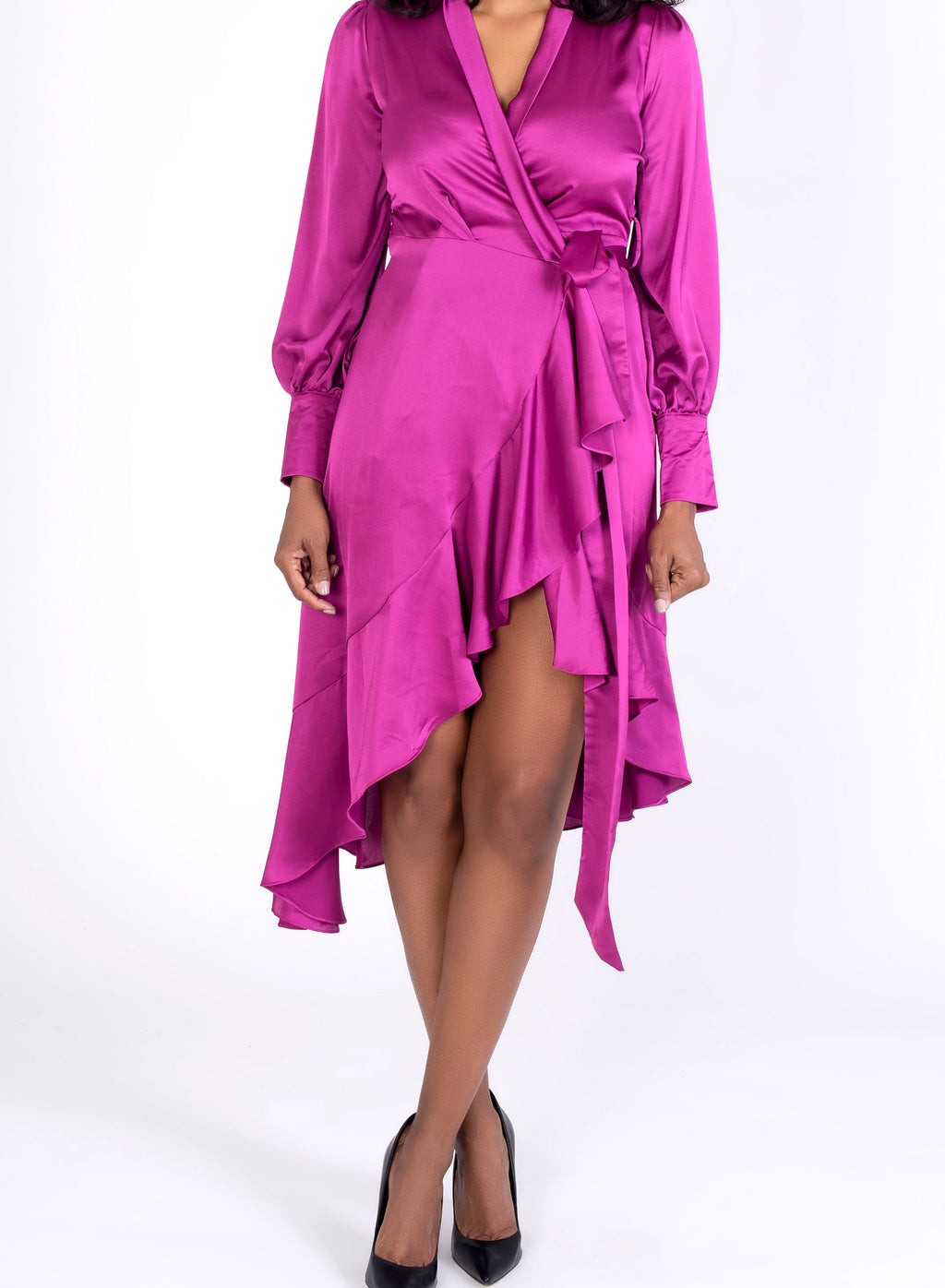 Magenta Ruffle Twirl Dress
