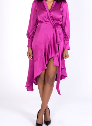 Magenta Ruffle Twirl Dress